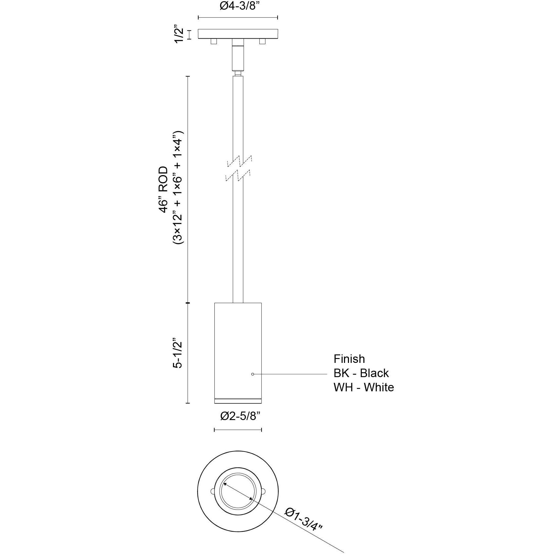 Nordic LED 2.63 inch Black Exterior Pendant