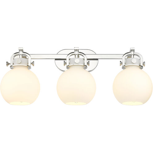 Newton Sphere 3 Light 27 inch Polished Nickel Bath Vanity Light Wall Light in Matte White Glass