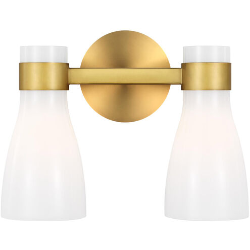 AERIN Moritz 2 Light 14.5 inch Burnished Brass with Milk White Glass Vanity Light Wall Light