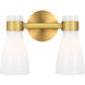 AERIN Moritz 2 Light 14.5 inch Burnished Brass with Milk White Glass Vanity Light Wall Light