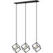 Vertical 3 Light 34 inch Matte Black and Brushed Nickel Linear Chandelier Ceiling Light