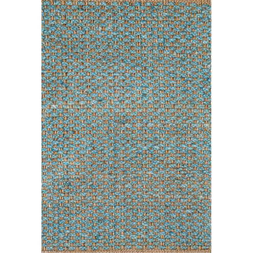 Shuttle Weave Durrie with Hamming 48 X 32 inch Petrol Rug, Rectangle