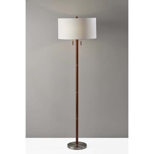 Madeline 66 inch 150.00 watt Walnut Rubberwood and Brushed Steel Floor Lamp Portable Light