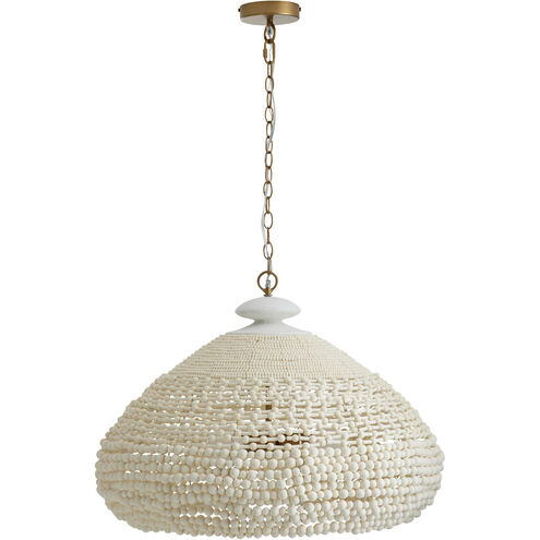 Lilo 3 Light 29 inch White and Antique Brass Chandelier Ceiling Light