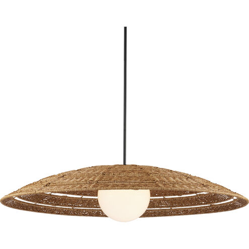 Barbary 1 Light 42 inch Natural/Black/Frosted White Outdoor Pendant, Large
