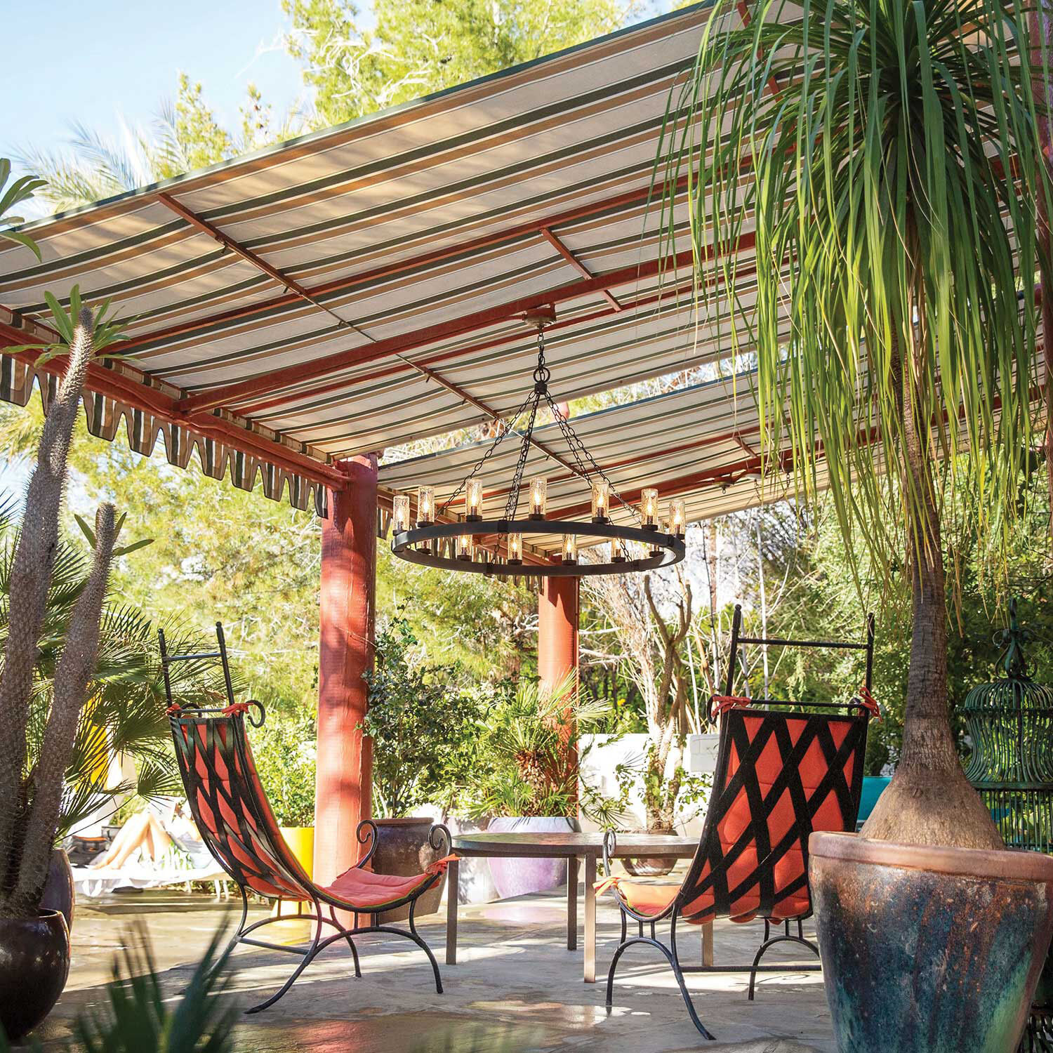 Open Air Sawyer 12 Light 38 inch Aged Zinc with Distressed Black Outdoor Hanging in Non-LED