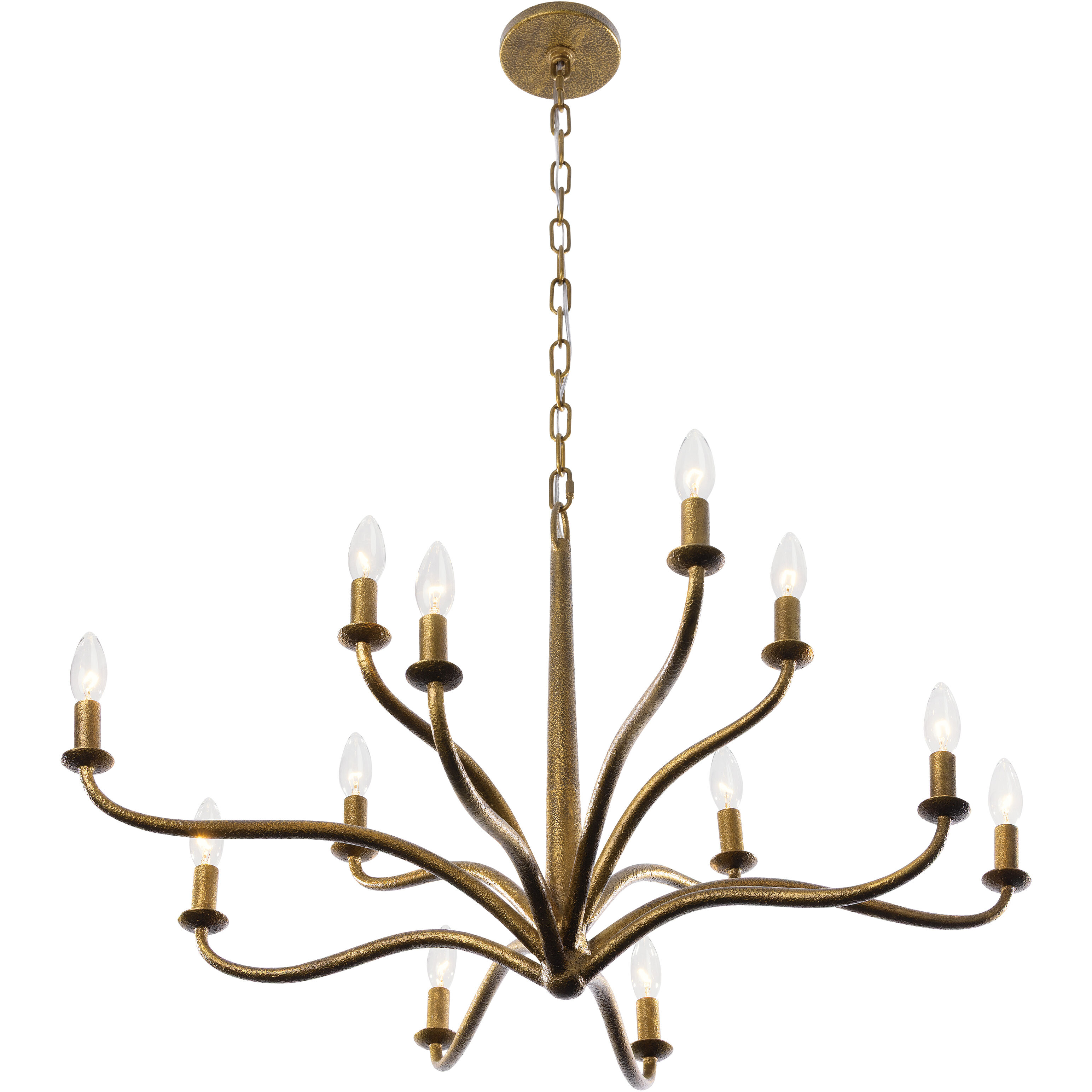 Dorianne 12 Light 34 inch Textured Dusken Brass Chandelier Ceiling Light