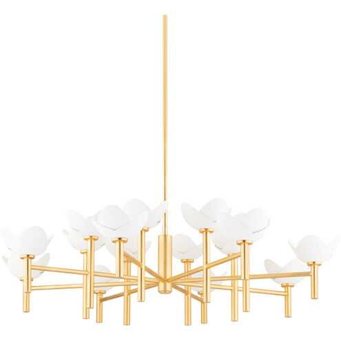 Dawson 16 Light 51 inch Gold Leaf/White Plaster Chandelier Ceiling Light