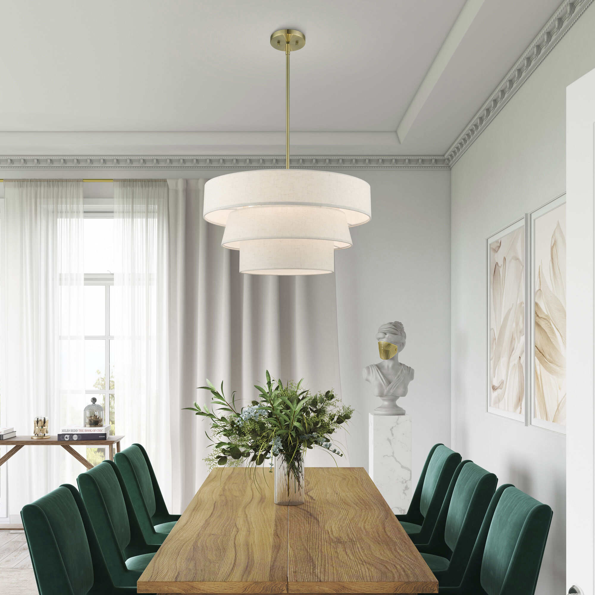 Chandler 4 Light 23 inch Antique Brass Pendant Chandelier Ceiling Light