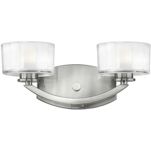 Meridian 2 Light 14 inch Brushed Nickel Vanity Light Wall Light