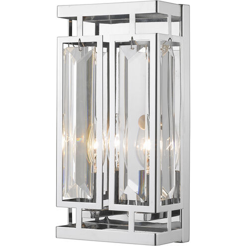 Mersesse 2 Light 3.5 inch Chrome Wall Sconce Wall Light in 2.86, Clear and Chrome