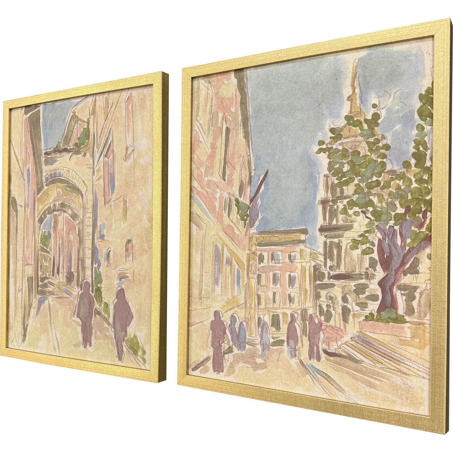 Street Scene Vibes Multi and Blue and Pink and Purple Framed Art