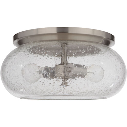 Neighborhood Serene 2 Light 15 inch Brushed Polished Nickel Flushmount Ceiling Light in Clear Seeded, Neighborhood Collection