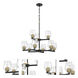 Avante Grand 9 Light 25 inch Flat Black/Satin Brass Chandelier Ceiling Light, 2-Tier
