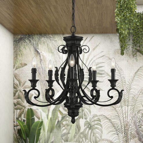 Valencia 5 Light 25 inch Shiny Black Chandelier Ceiling Light