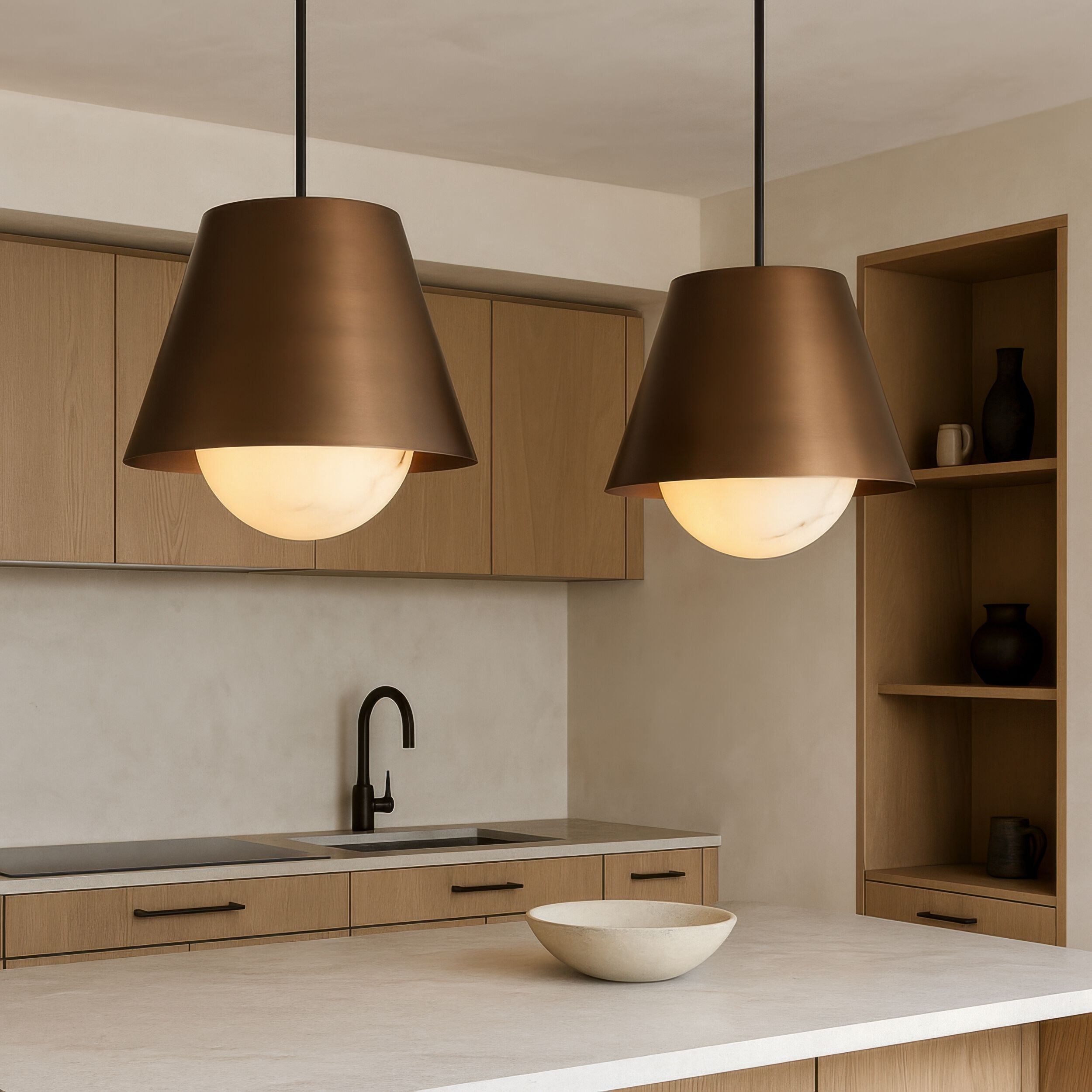 Rock On 6 Light 26 inch Brontourage and Matte Black Pendant Ceiling Light