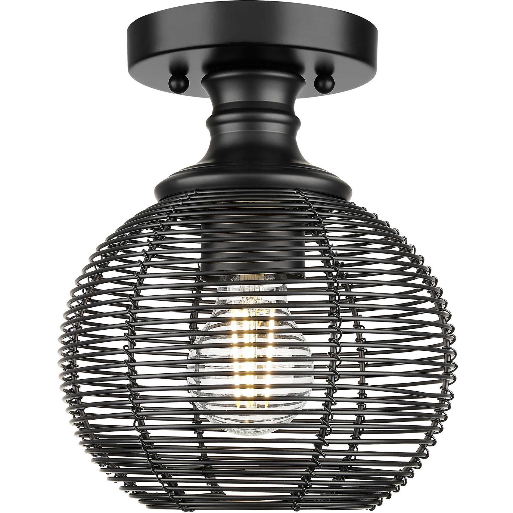 Calypso 1 Light 7.63 inch Matte Black Semi-Flush Mount Ceiling Light