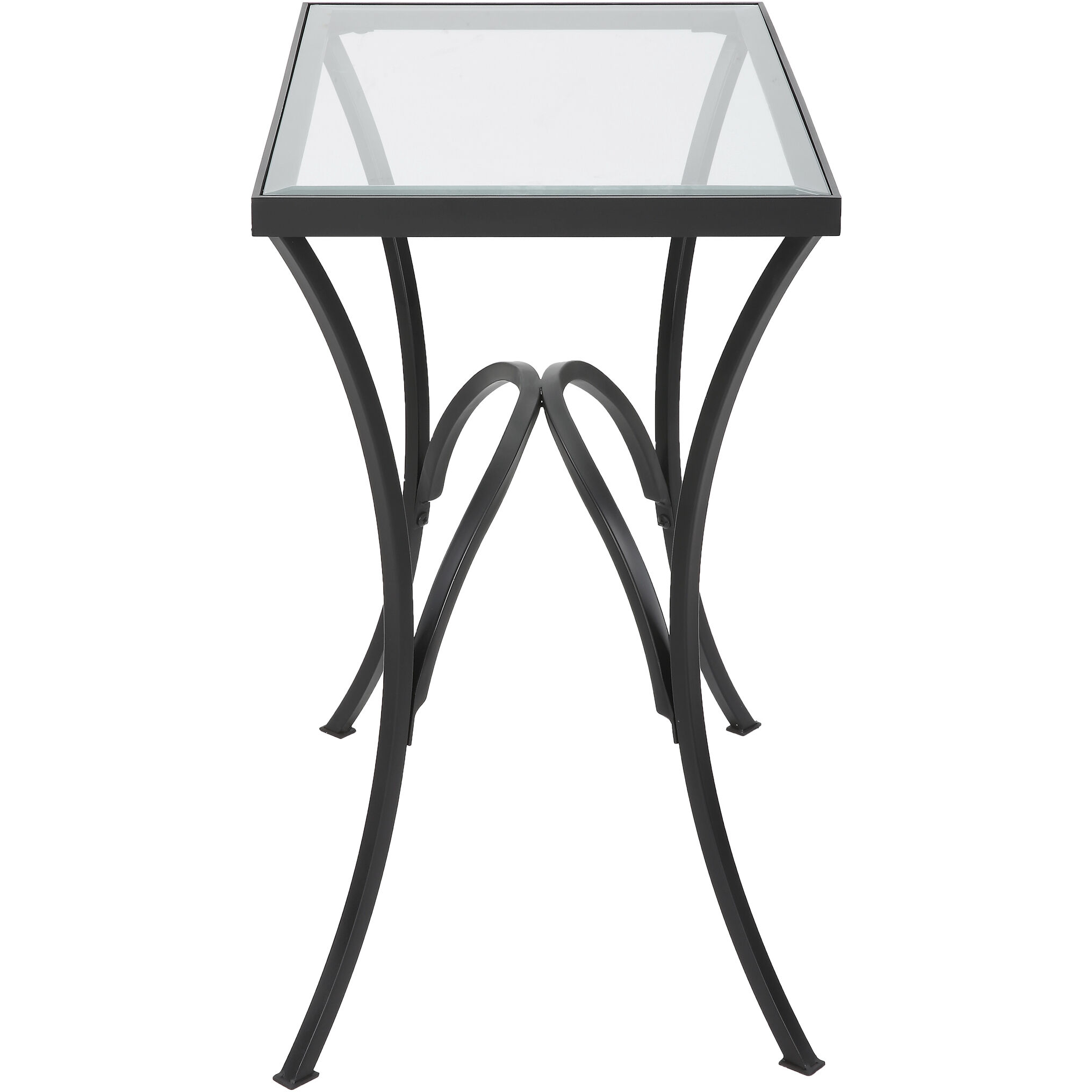 Alayna 24 X 22 inch Satin Black and Clear Glass End Table