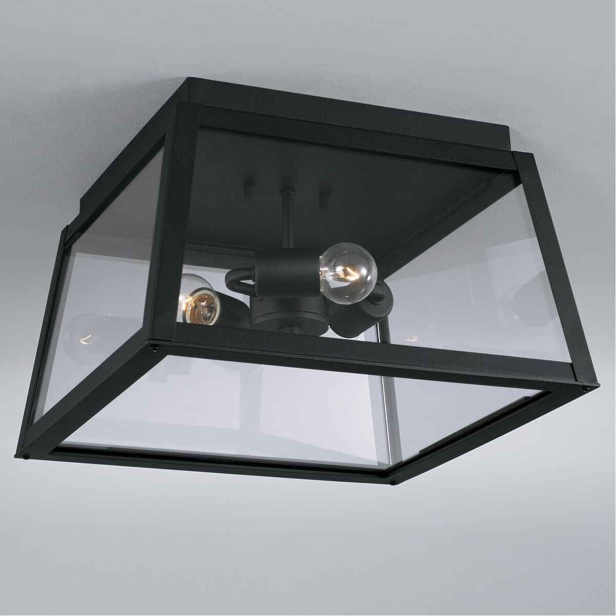 Leighton 3 Light 14.5 inch Black Outdoor Flush Mount