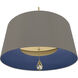 Williamsburg Custis 3 Light 15 inch Modern Brass Pendant Ceiling Light in Carter Gray with Ink Blue