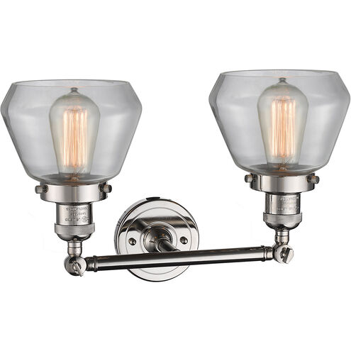 Franklin Restoration Fulton 2 Light 17 inch Polished Nickel Bath Vanity Light Wall Light in Clear Glass, Franklin Restoration