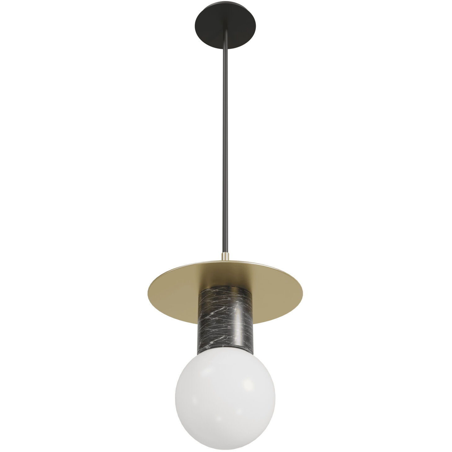 Newport 1 Light 8 inch Brushed Brass and Black Pendant Ceiling Light