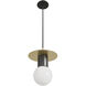 Newport 1 Light 8 inch Brushed Brass and Black Pendant Ceiling Light