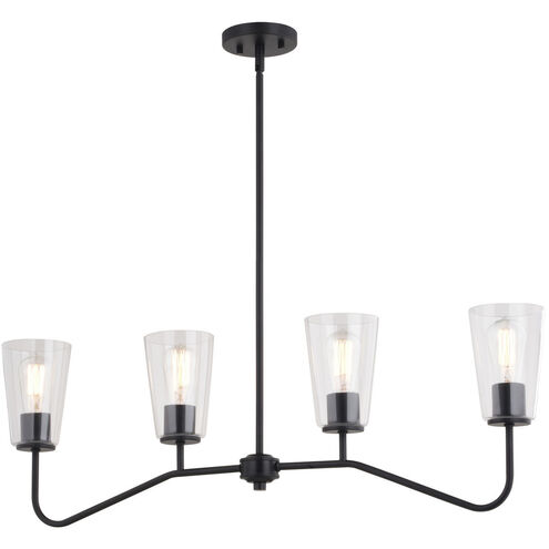 Beverly 4 Light 36 inch Matte Black Linear Chandelier Ceiling Light