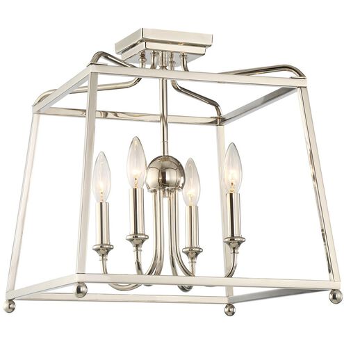 Sylvan 4 Light 16 inch Polished Nickel Semi Flush Ceiling Light