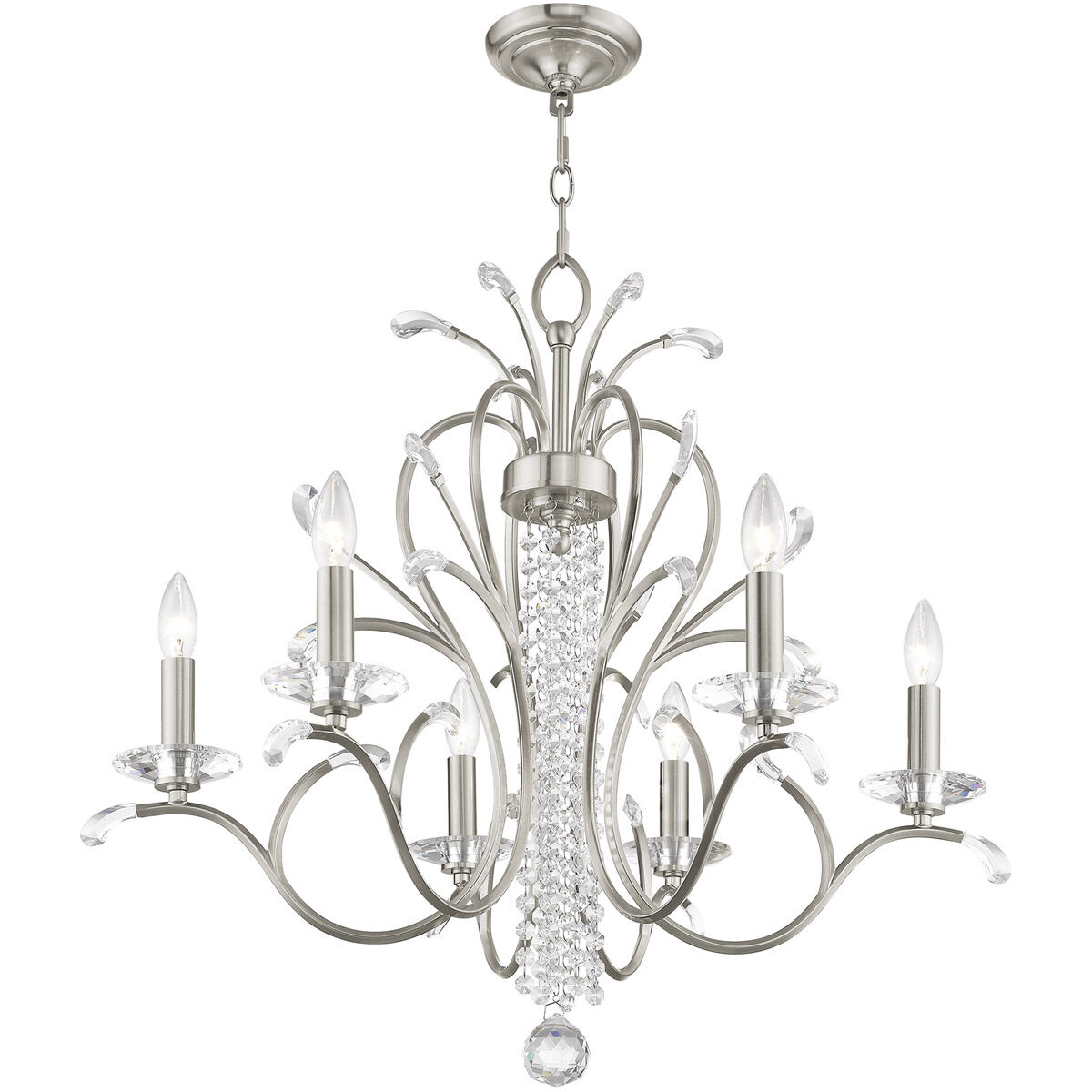 Serafina 6 Light 28 inch Brushed Nickel Chandelier Ceiling Light