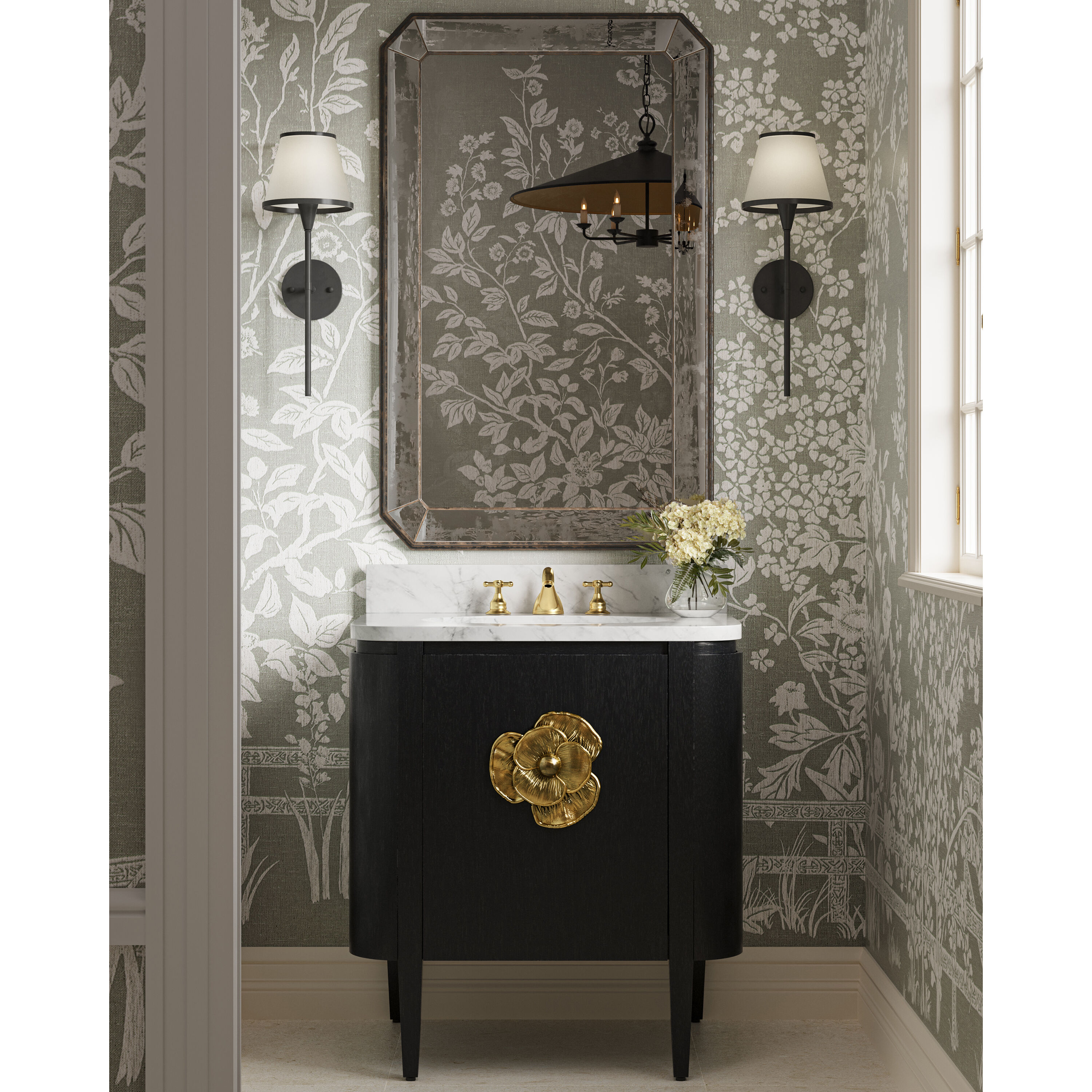 Briallen 30 X 34.25 inch Caviar Black/Natural/White/Light Antique Brass Vanity with Undermount Sink