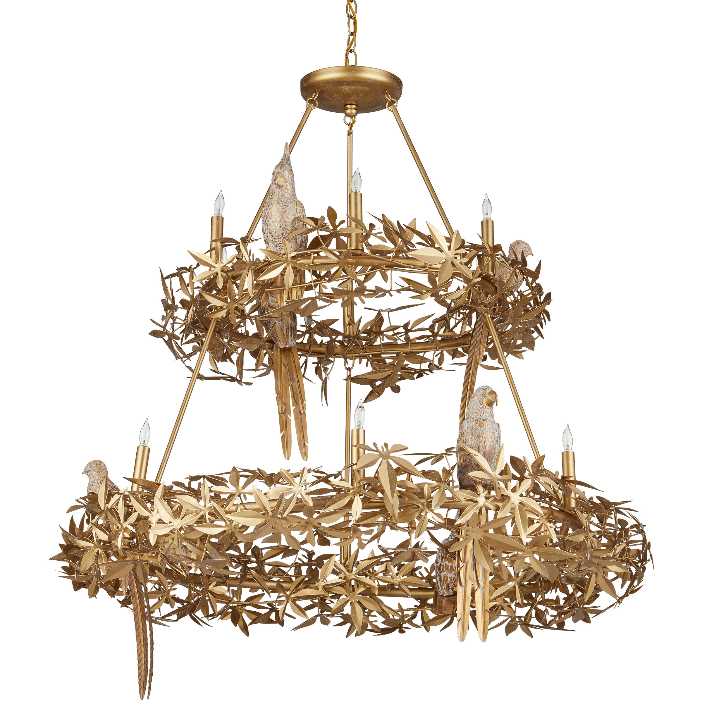 Aviary 12 Light 43.25 inch Swedish Gold Two-Tier Chandelier Ceiling Light