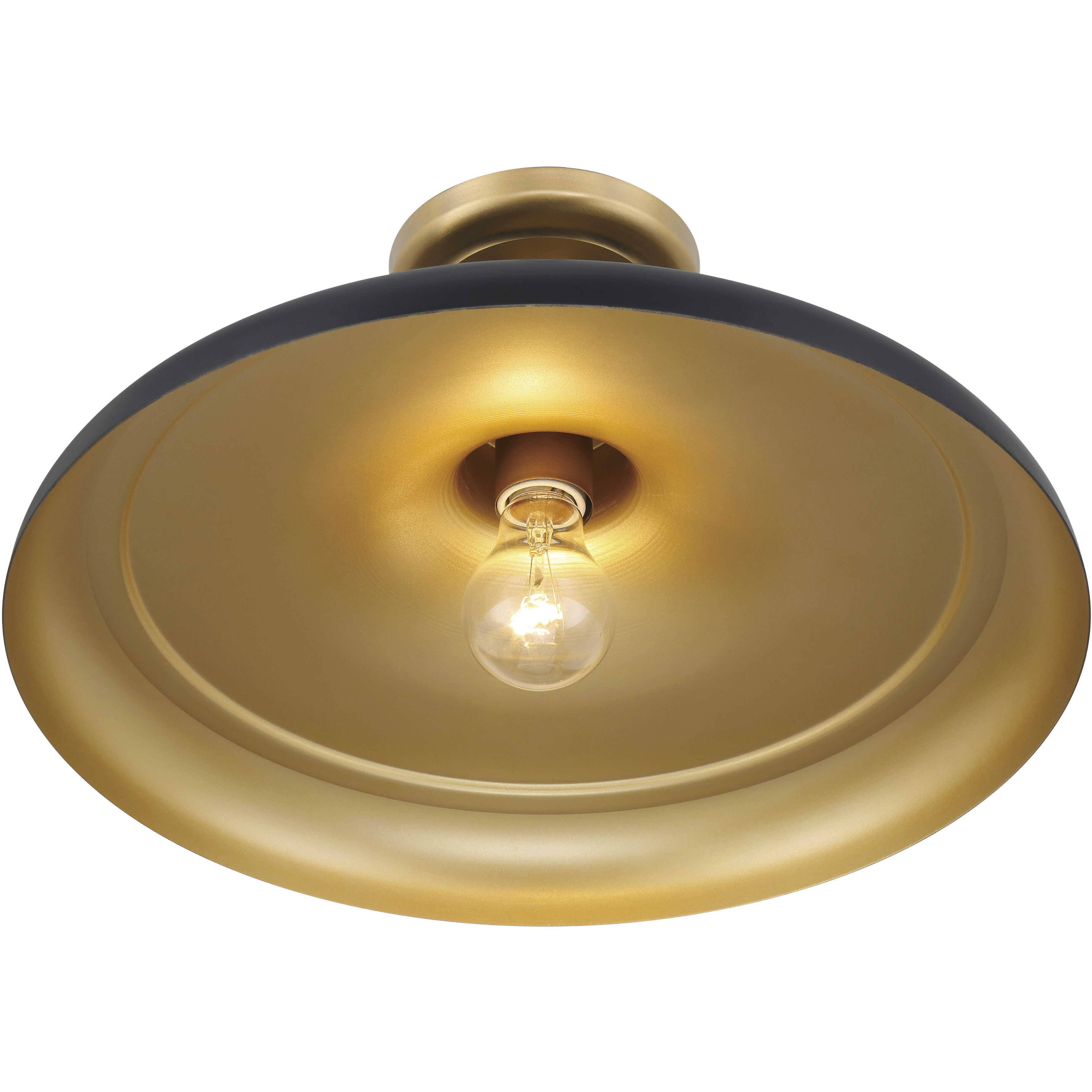 Crowne 1 Light 16 inch Legacy Brass and Dark Matte Black Semi Flush Ceiling Light