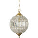 Crystal 1 Light 12.5 inch Antique Gold Orb Pendant Ceiling Light