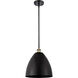Ballston Dome LED 12 inch Black Antique Brass Pendant Ceiling Light