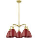 Ballston Dome 5 Light 25.5 inch Satin Gold Chandelier Ceiling Light in Red