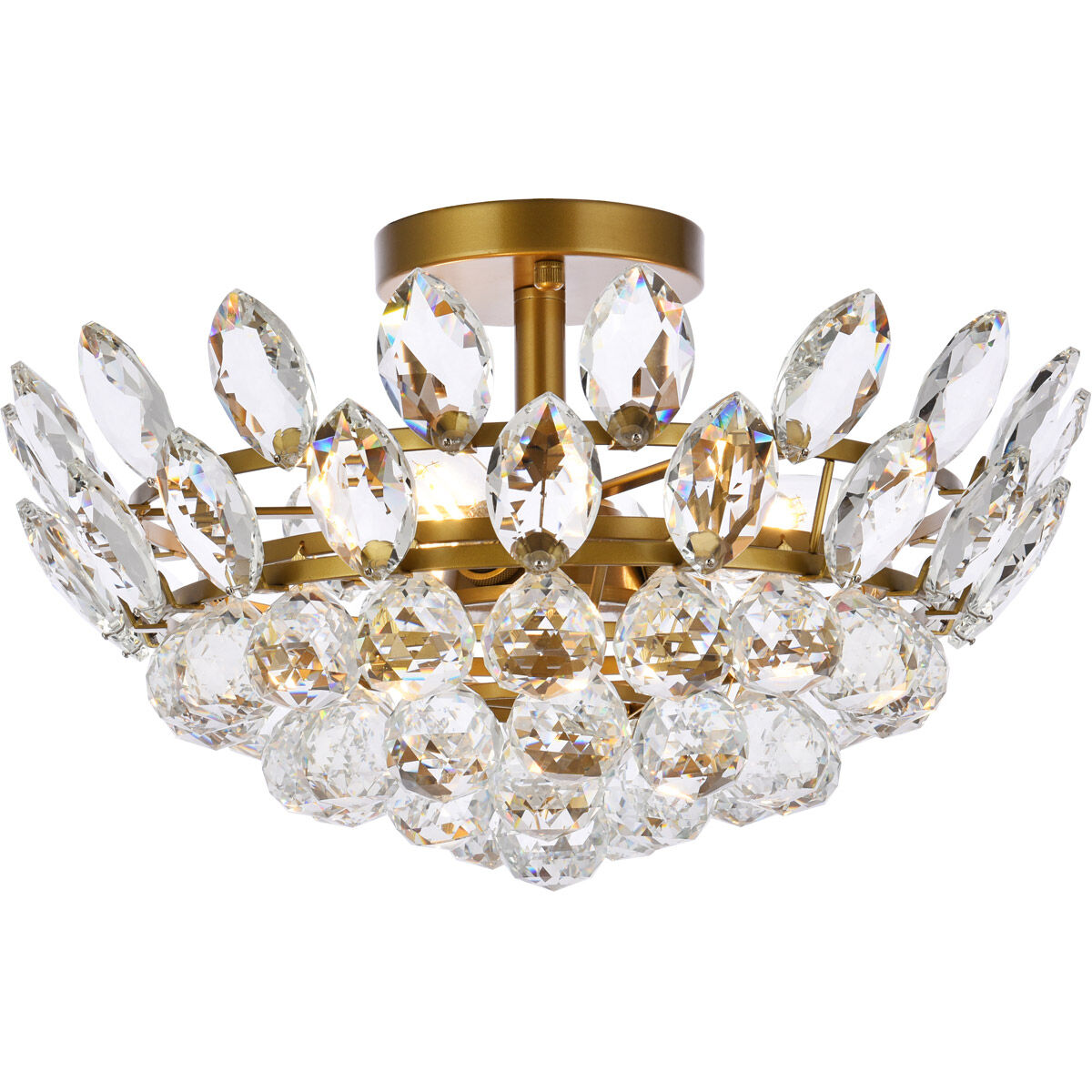 Emilia 3 Light 16 inch Brass Flush Mount Ceiling Light