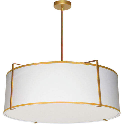 Trapezoid 4 Light 24 inch Gold with White Pendant Ceiling Light