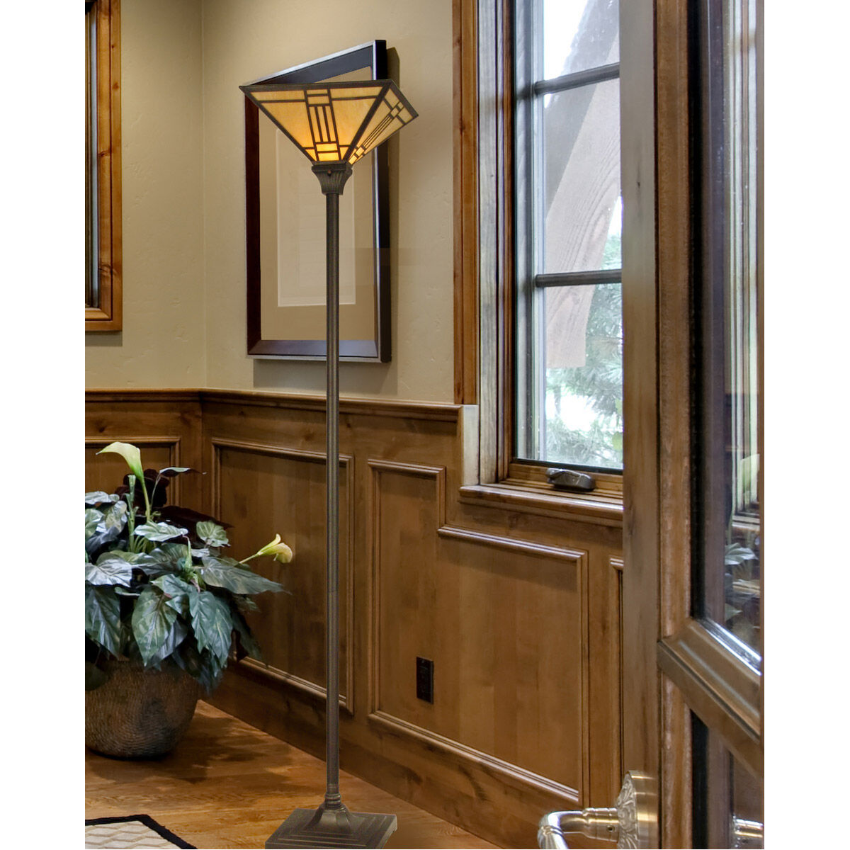 Evelyn 71 inch 100.00 watt Mica Bronze Torchiere Floor Lamp Portable Light
