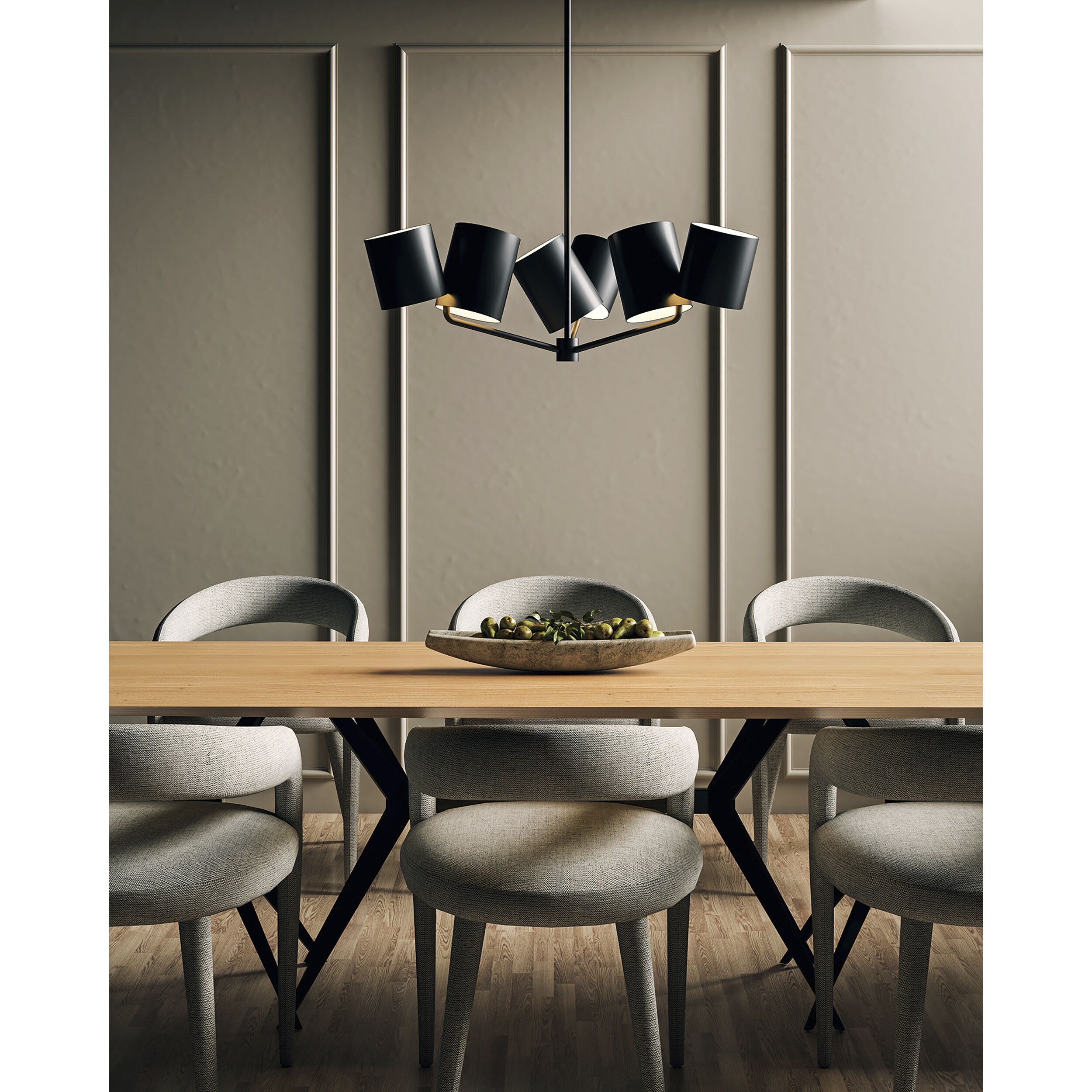 Keiko 6 Light 30.5 inch Black Chandelier Ceiling Light