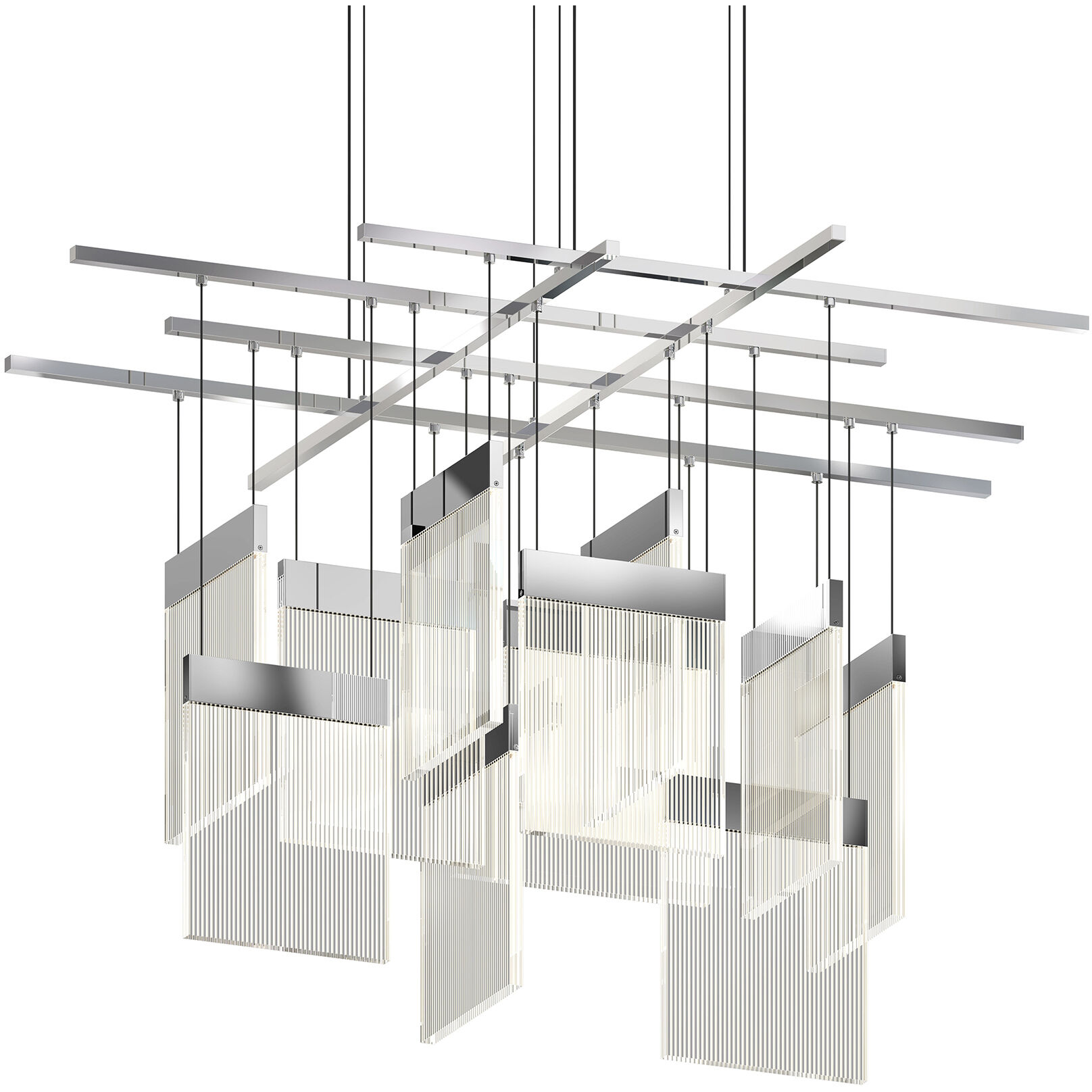 V Panels 11 Light 46.75 inch Polished Chrome Pendant Ceiling Light