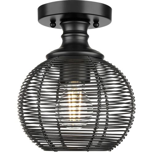 Calypso 1 Light 7.63 inch Matte Black Semi-Flush Ceiling Light