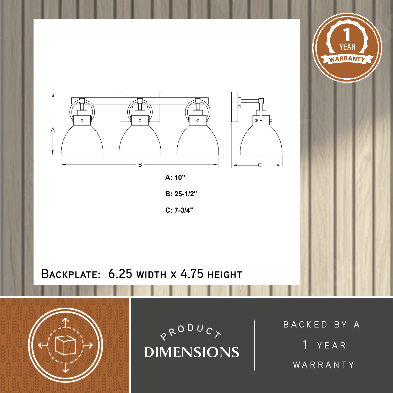 Ogden 3 Light 25.5 inch Gold Bathroom Vanity Wall Light