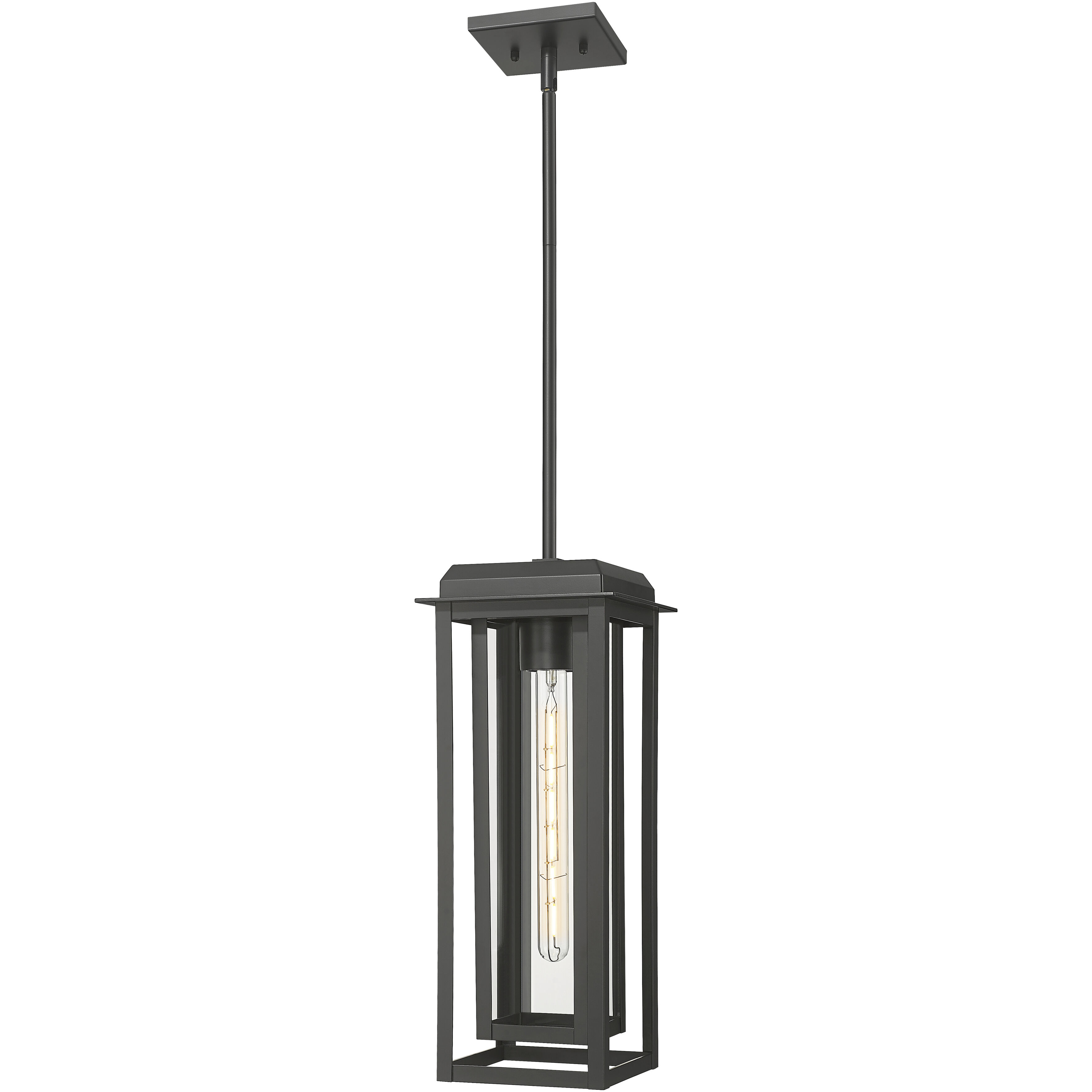 Mansfield 1 Light 7.5 inch Matte Black Outdoor Pendant in Clear Glass