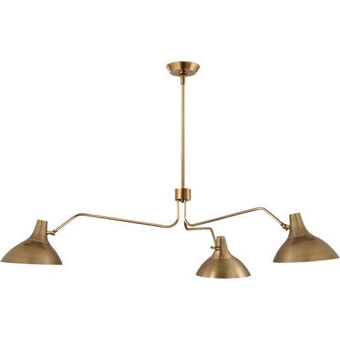 AERIN Charlton 3 Light 55.25 inch Hand-Rubbed Antique Brass Triple Arm Chandelier Ceiling Light, Large