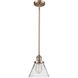 Franklin Restoration Cone LED 8 inch Antique Copper Mini Pendant Ceiling Light in Clear, Franklin Restoration