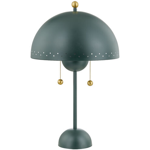 Jojo 25 inch 15.00 watt Aged Brass/Soft Studio Green Table Lamp Portable Light