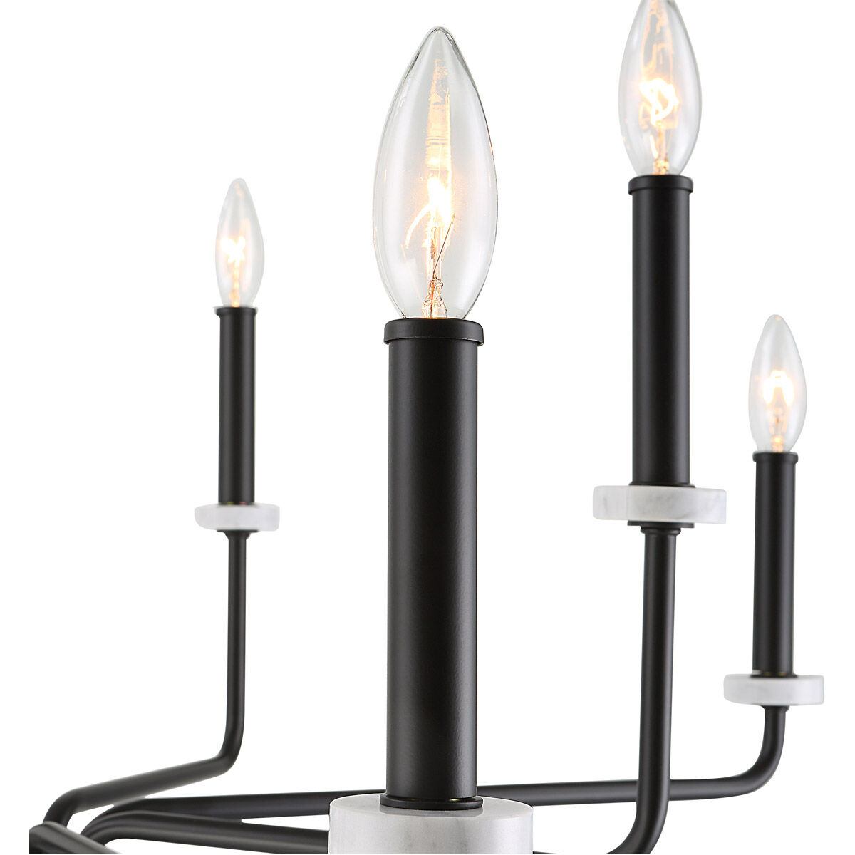 Ebony 8 Light 34 inch Matte Black and White Marble Chandelier Ceiling Light