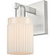 Arcadia Hadley Armed Sconce Wall Light in Brushed Satin Nickel, Matte White