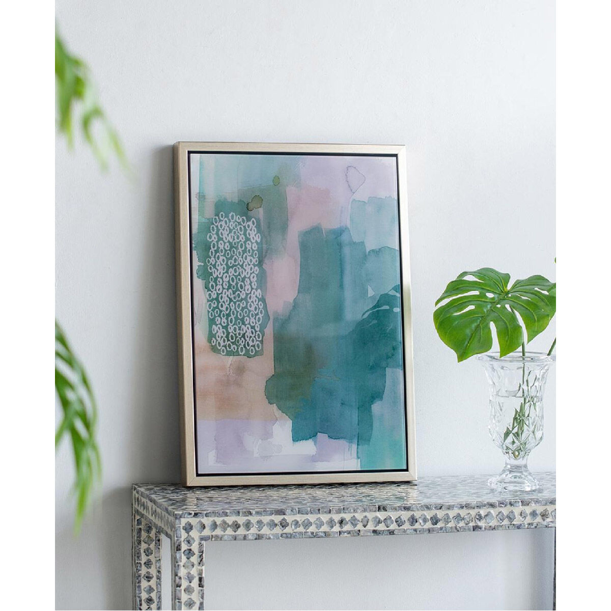 Teals Abstract 23.9 X 17.4 inch Printed Acrylic Wall Art